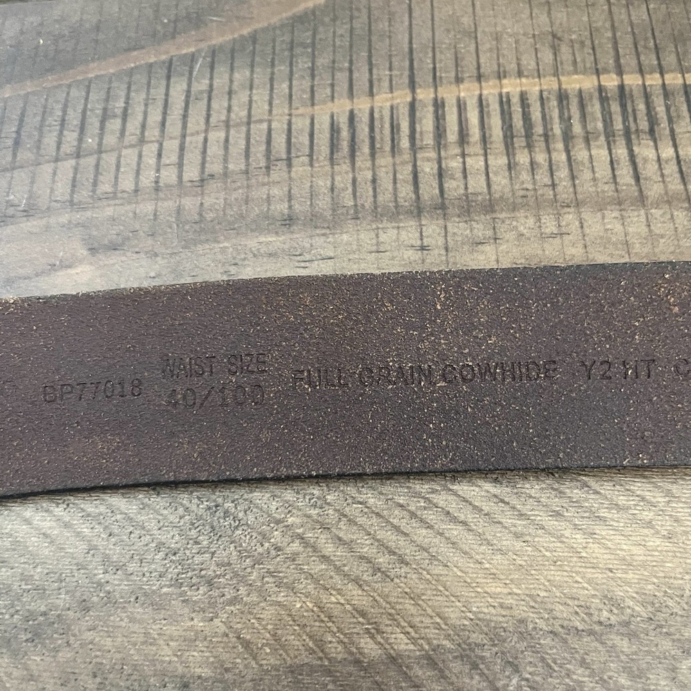 vintage full grain leather‎ 40 brown Orange belt COWHIDE y2k 1990s Heavy Buckle - Picture 4 of 7